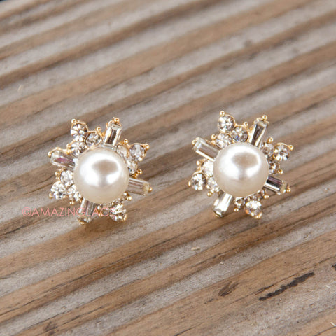 Pearls Of Wisdom Jeweled Pearl Stud Earrings