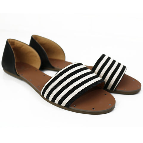 Colleyville Black & White Flat Sandals
