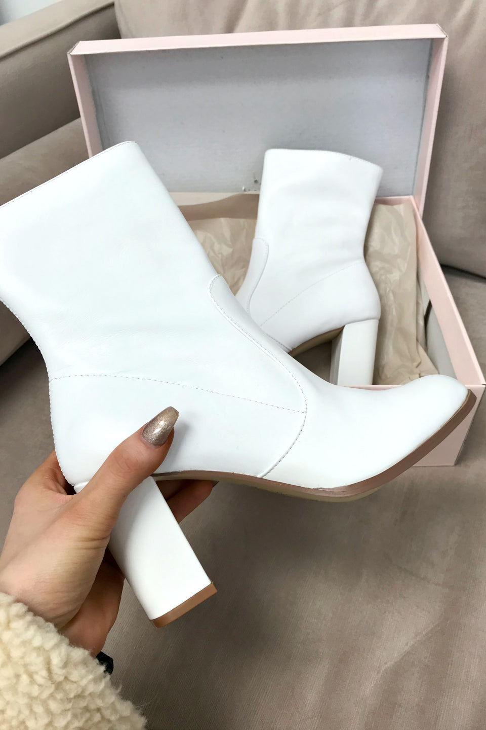 white disco booties