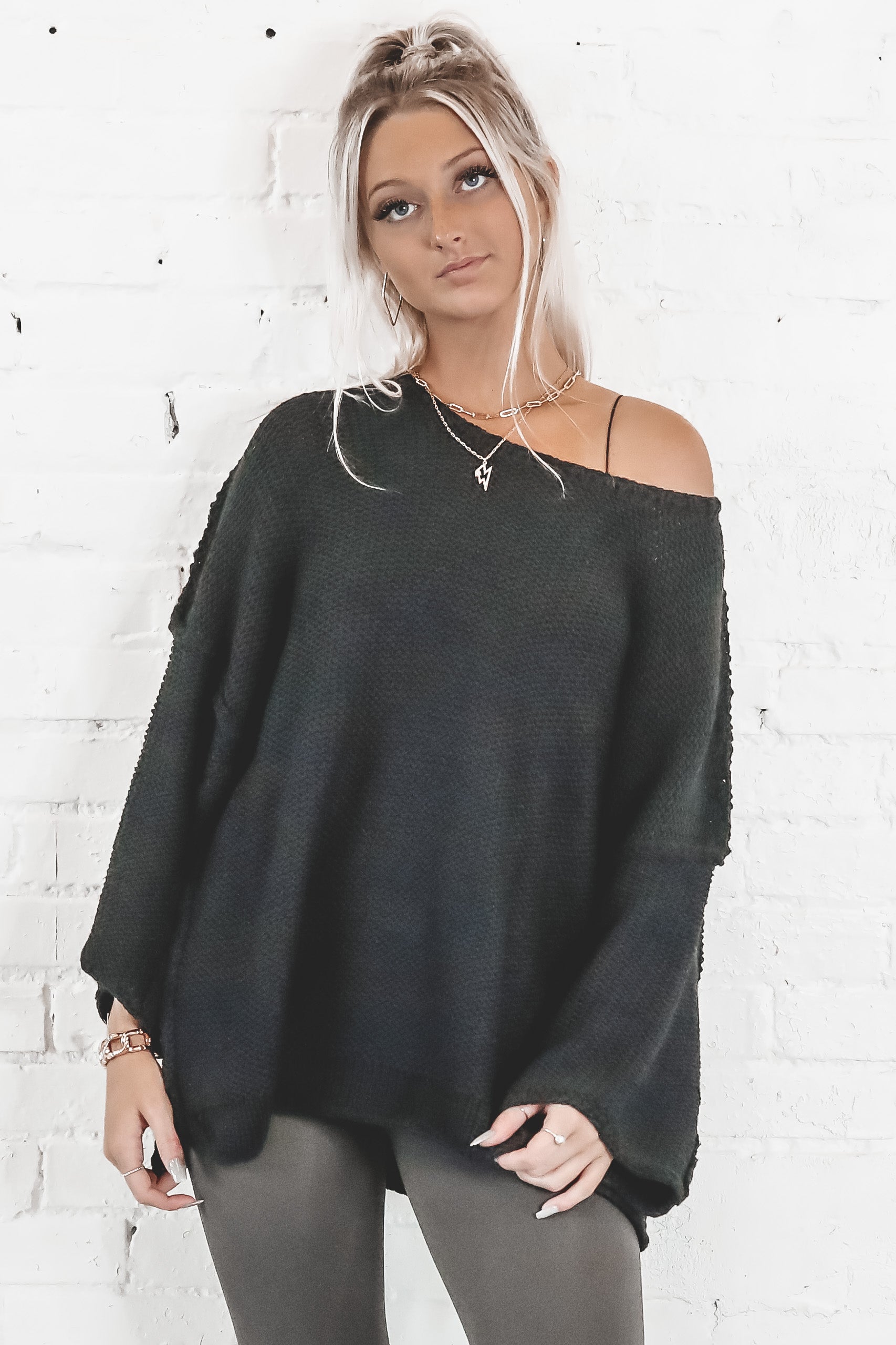 black oversized sweater