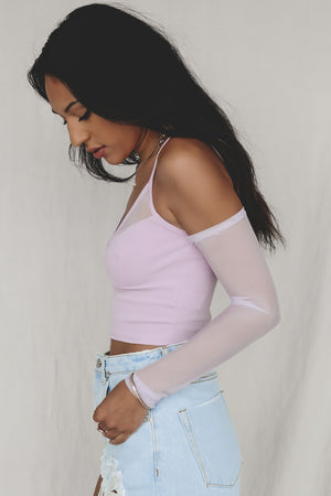 Game On Lilac Mesh Sleeve Top
