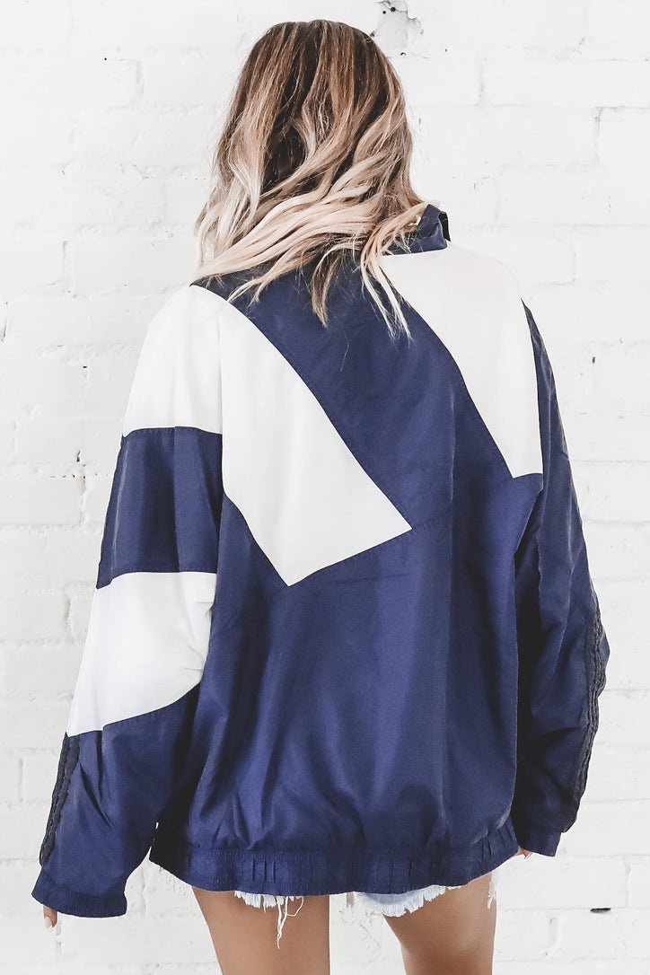 navy blue adidas windbreaker