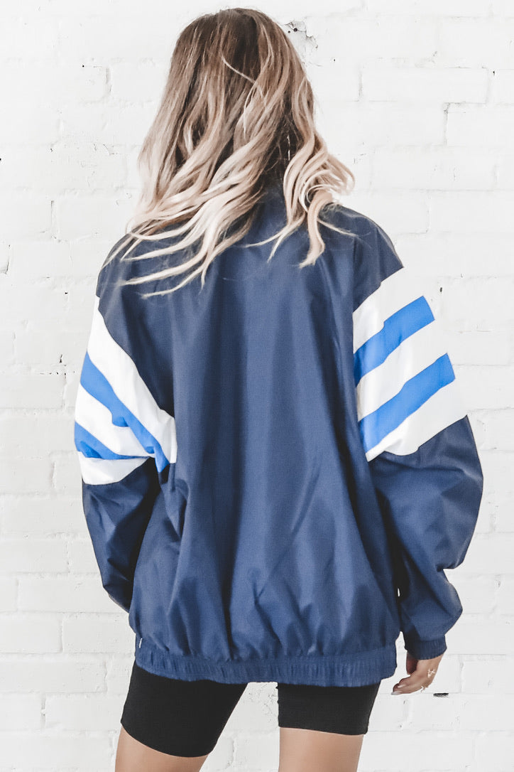 navy blue adidas windbreaker