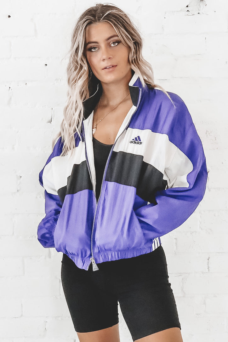 adidas originals 90's colour block crop hoodie