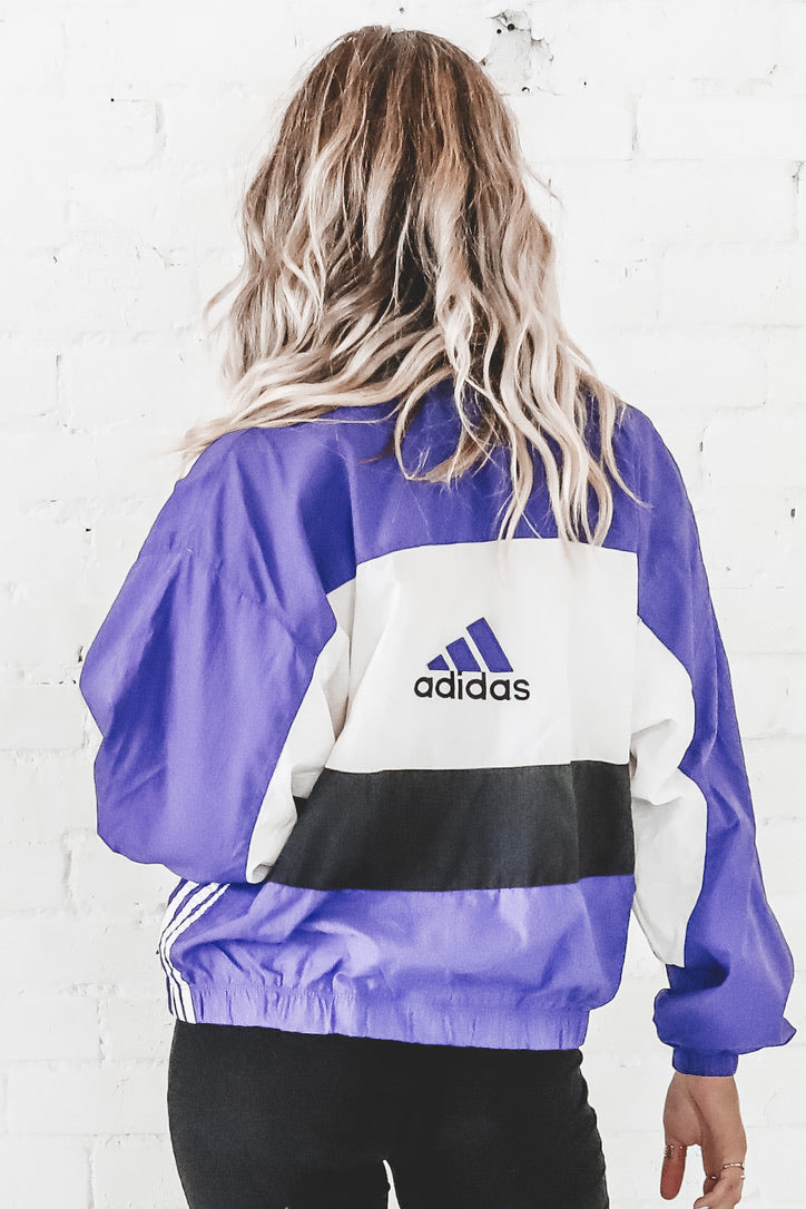 white and purple adidas jacket
