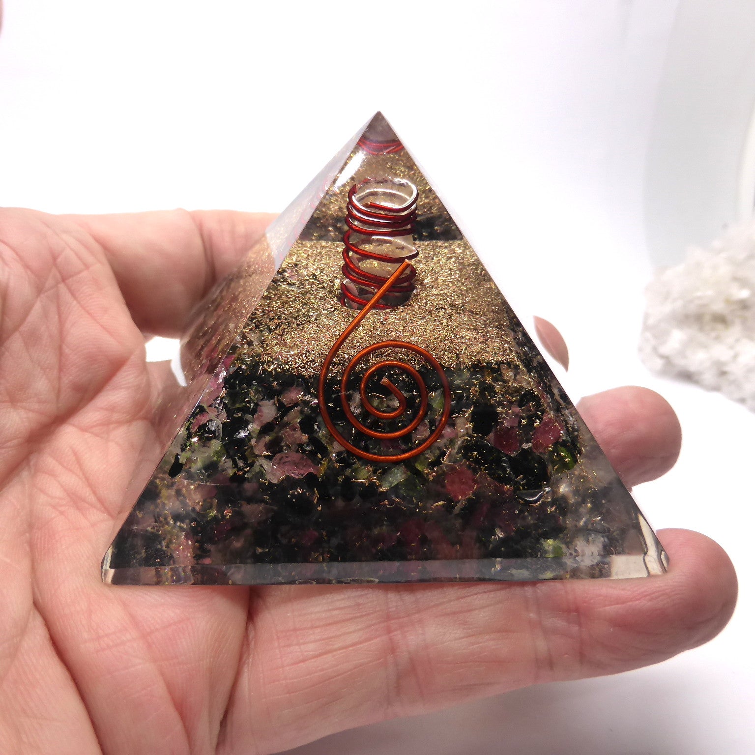 Orgone Pyramid Multi Tourmaline – Crystal Heart