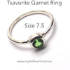 Tsavorite Green Grossular Garnet Ring | Faceted Gemstone | 925 Sterling Silver | 6 mm face, Classic Besel Setting  | Energy Stimulating Centering Heart Healing | US Size 7.5 | UK Size O 1/2 | Crystal Heart Melbourne since 1986
