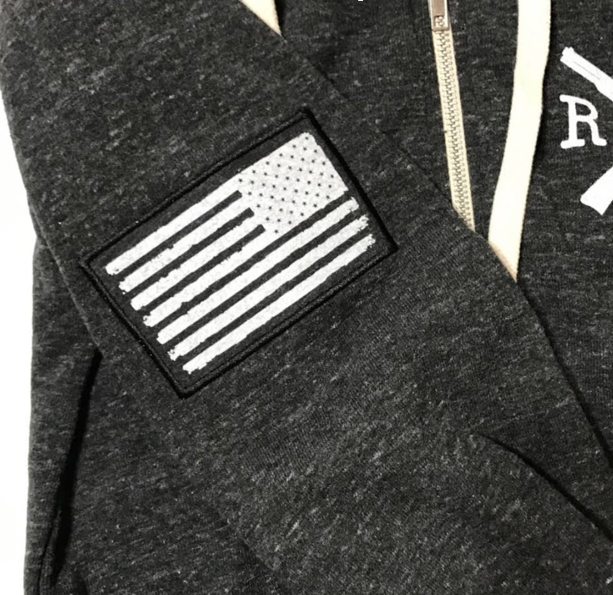Men's American Flag Patch Zip Up Tri-Blend Hooded Sweatshirt – Red ...