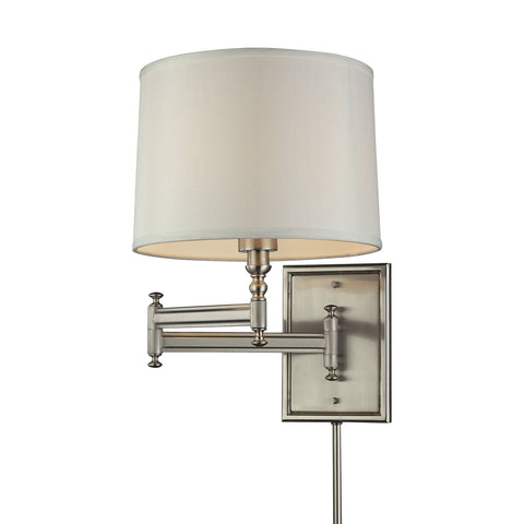 Endon Stanford Antique Brass Swing Arm Floor & Beige Shade 60w SW 63621 By  Massive Lighting