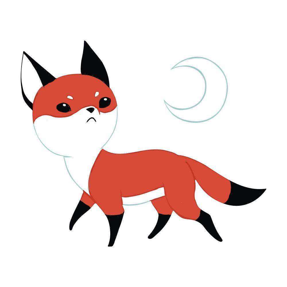 Fox Anime Art Wall Decal Moon Fox By Indre Bankauskaite