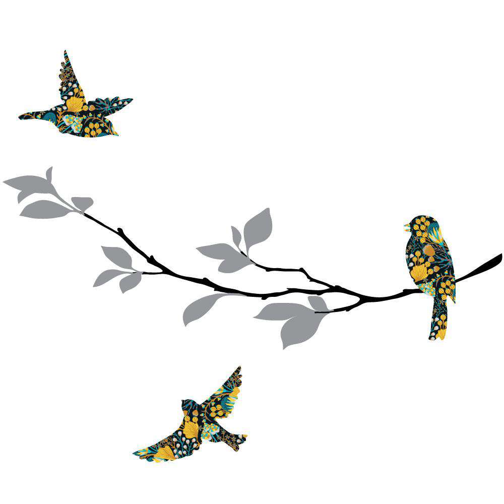  3D Birds On The Branches 2691 Wall Paper Print Decal