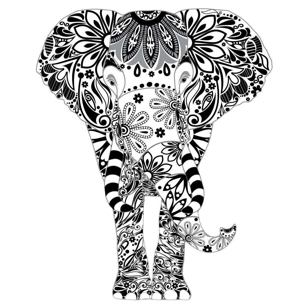 Black and Grey Elephant Wall Decal