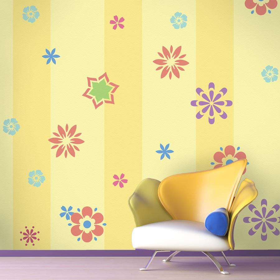 Flower Wall Stencils  Flower Stencil Pattern Kit – My Wonderful Walls