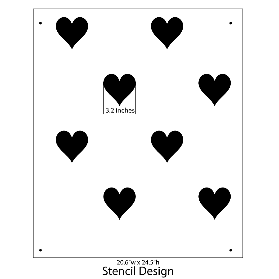 5x5 Heart Pattern Print Stencil, Size: 5 x 5