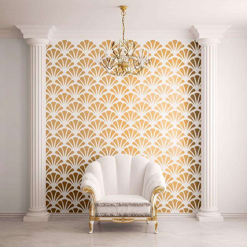 Scallop Shell Pattern Wall Stencil Self Adhesive