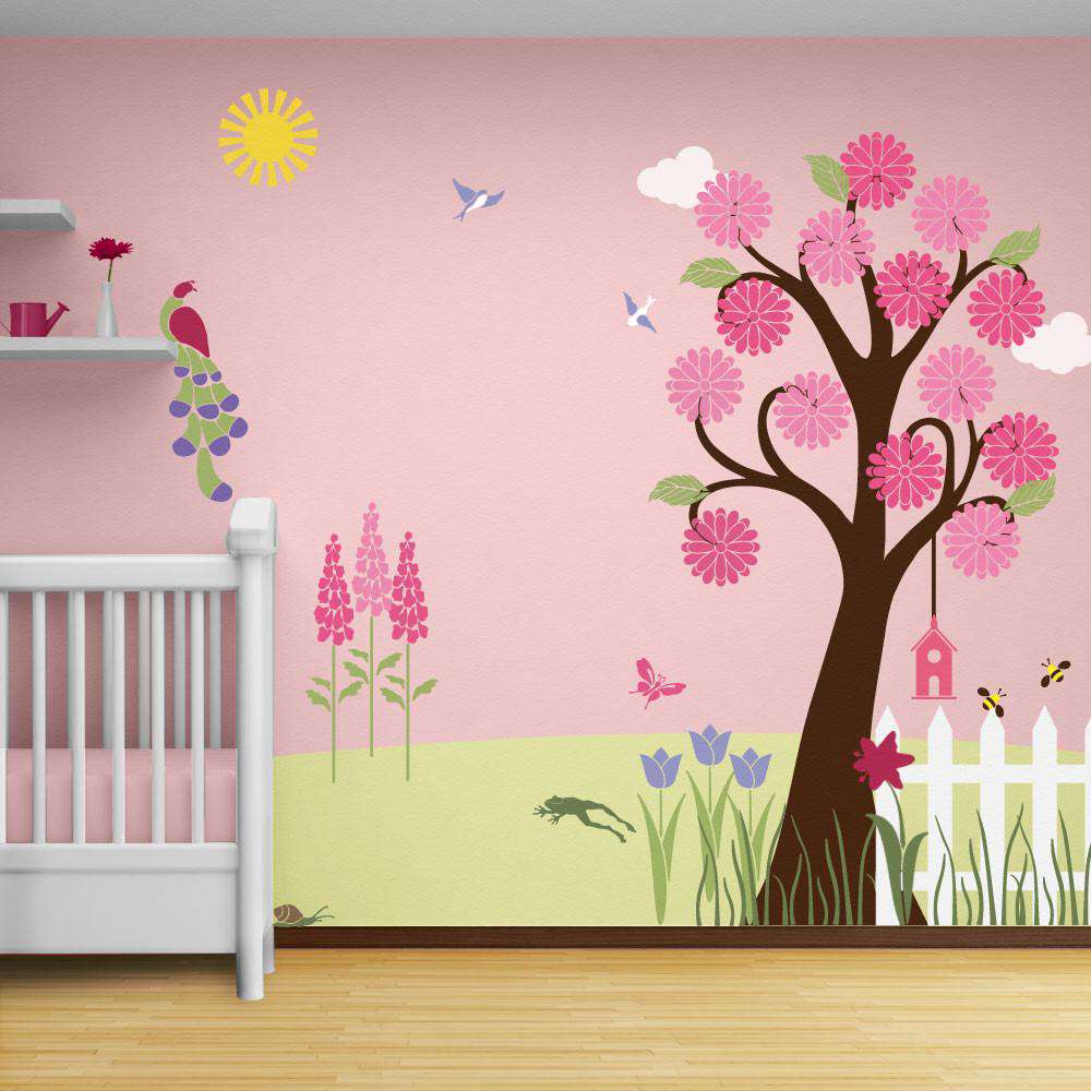 Flowers Vinyl Decal Wall Sticker Mural DIY Art Room, Nursery, Pink,Home  Decor