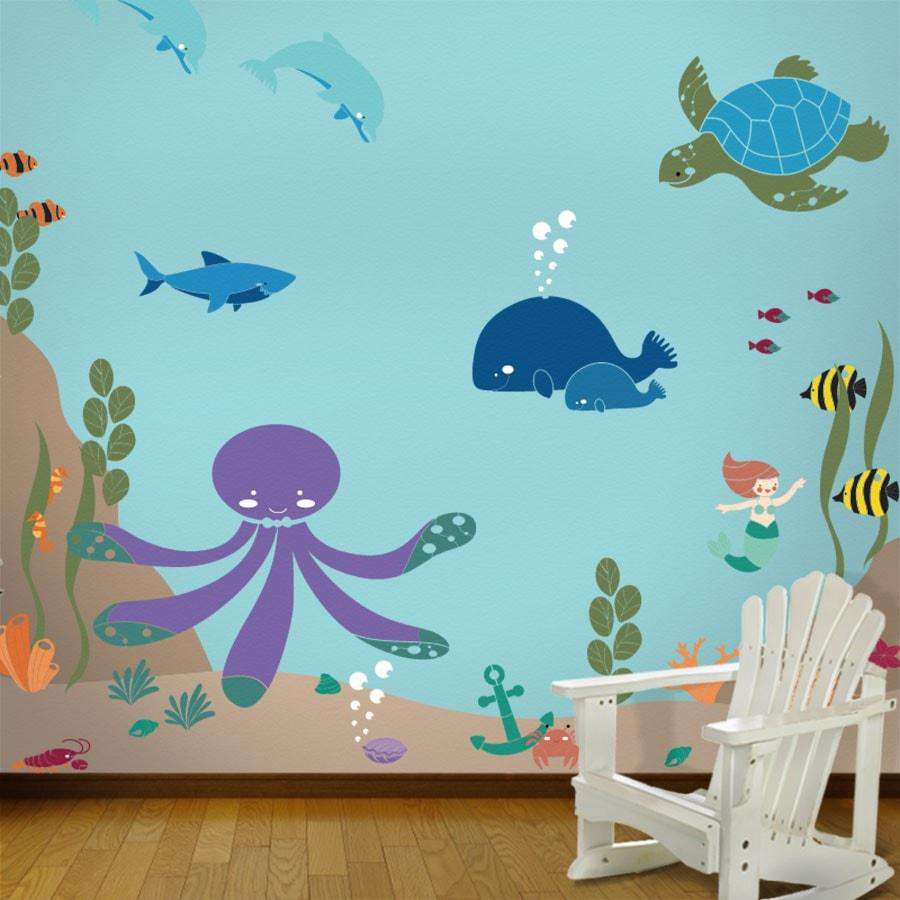 Under The Sea Theme Ocean Wall Mural Stencil Kit