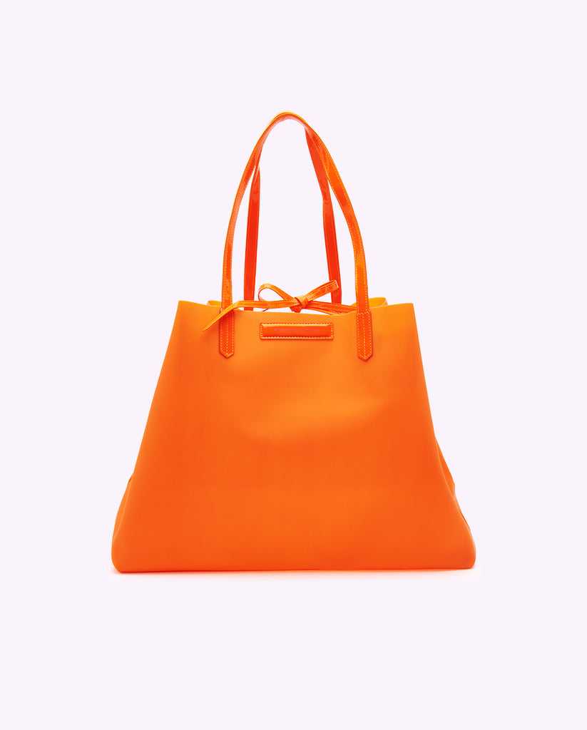 Neon Orange Totebag | Rubber with Vegan Leather Handles – Drunk Elephant