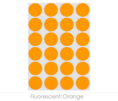 0.75" Neon Orange Round Labels on Sheets