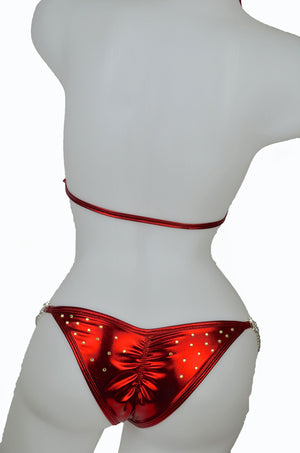 Red Metallic Competition Bikini Toronto Canada - Bikinilicious