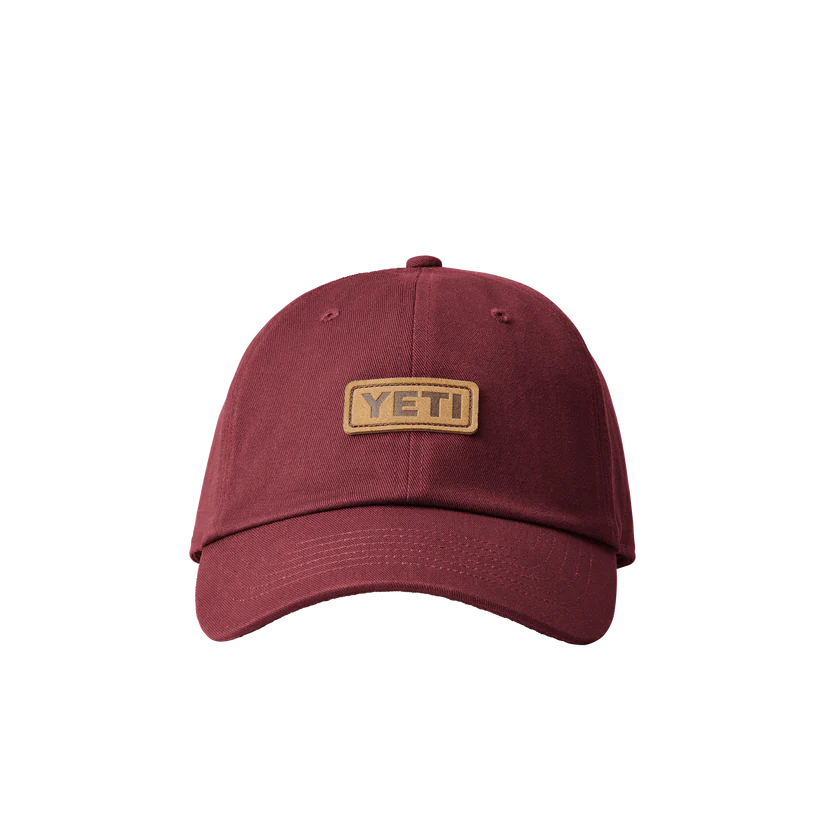 Yeti Leather Logo Baseball Hat Harvest Red