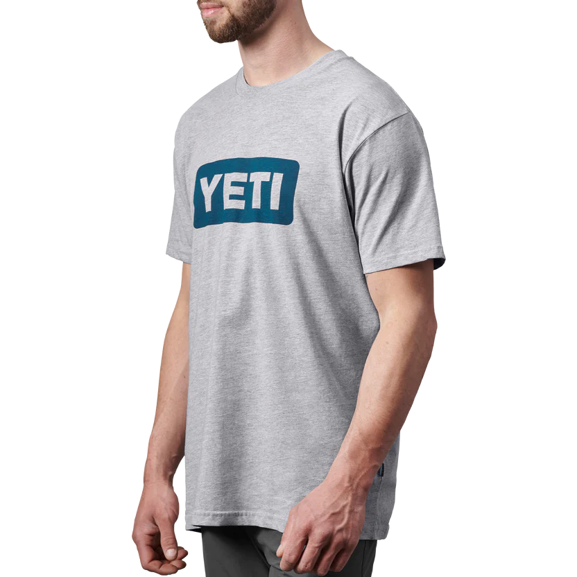 Yeti Logo Badge Premium Shirt Sleeve T-Shirt Heather Grey