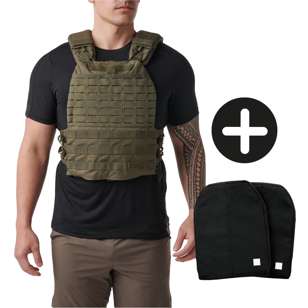 5.11 Tactec Plate Carrier Weighted Vest + Weight Plates Bundle KITBOX