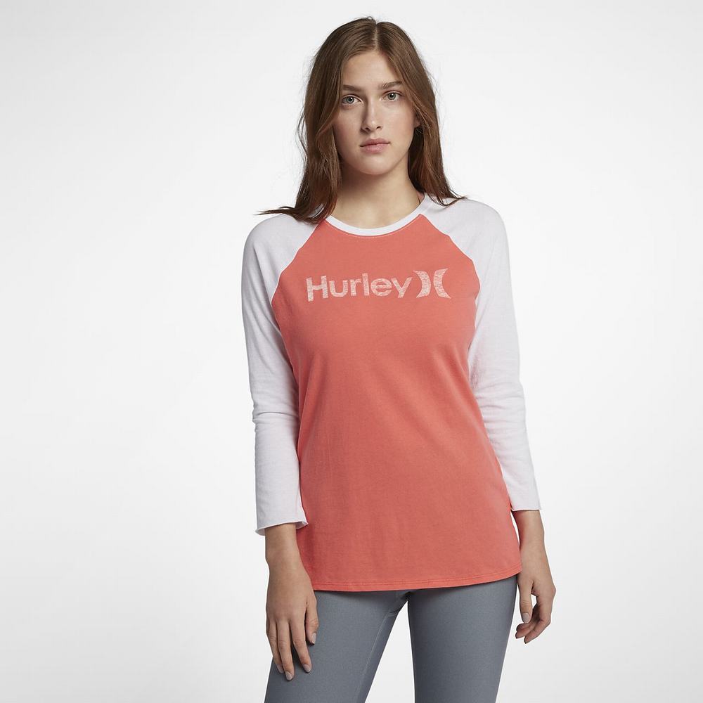 hurley one & only perfect raglan 3/4 baseball t-shirt