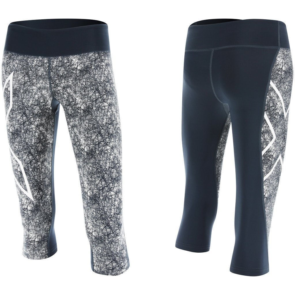 2xu ptn mid-rise comp 3/4 tights ombre blue / vein dense pattern