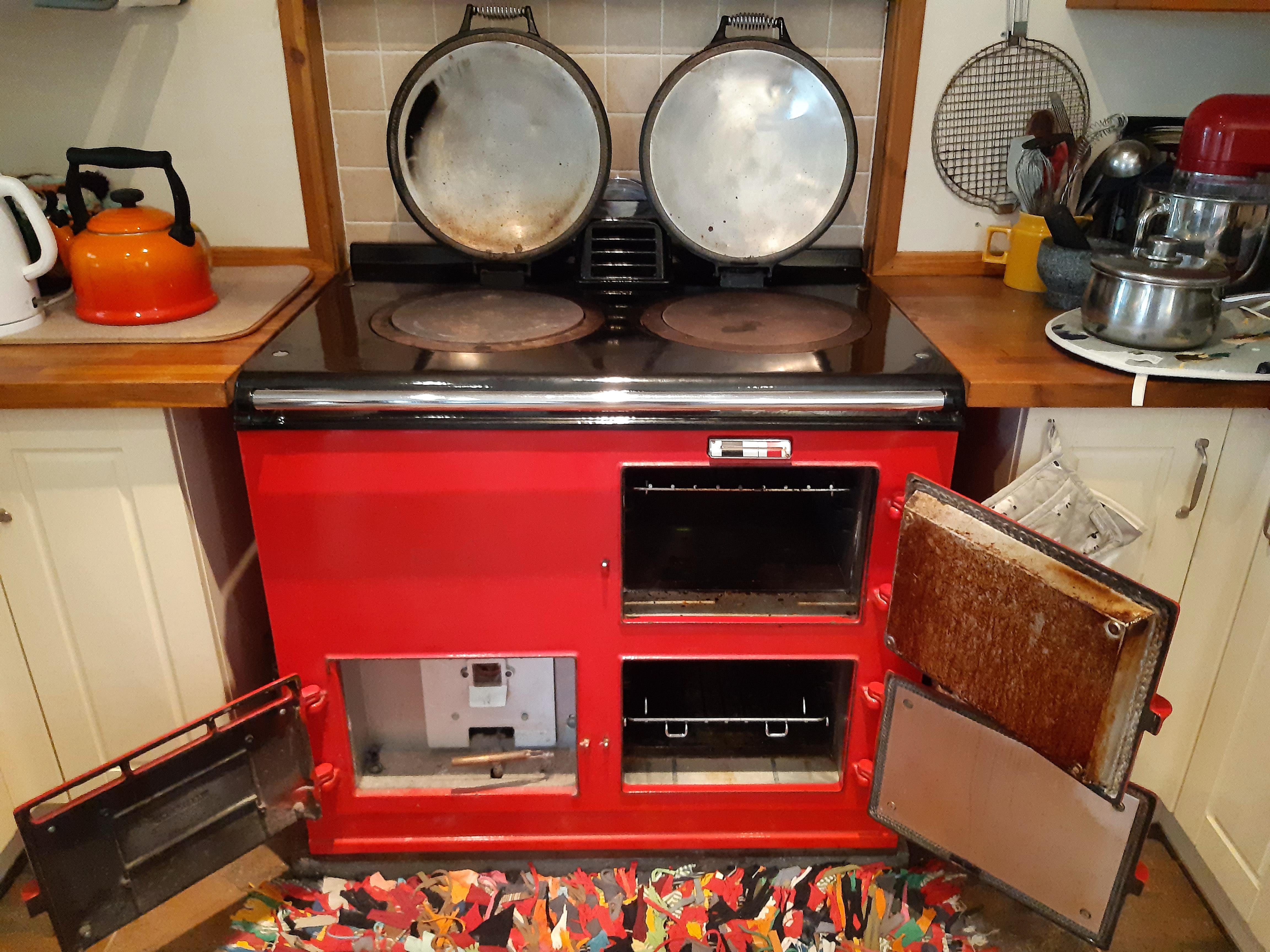 red deluxe aga range cooker before blake and bull