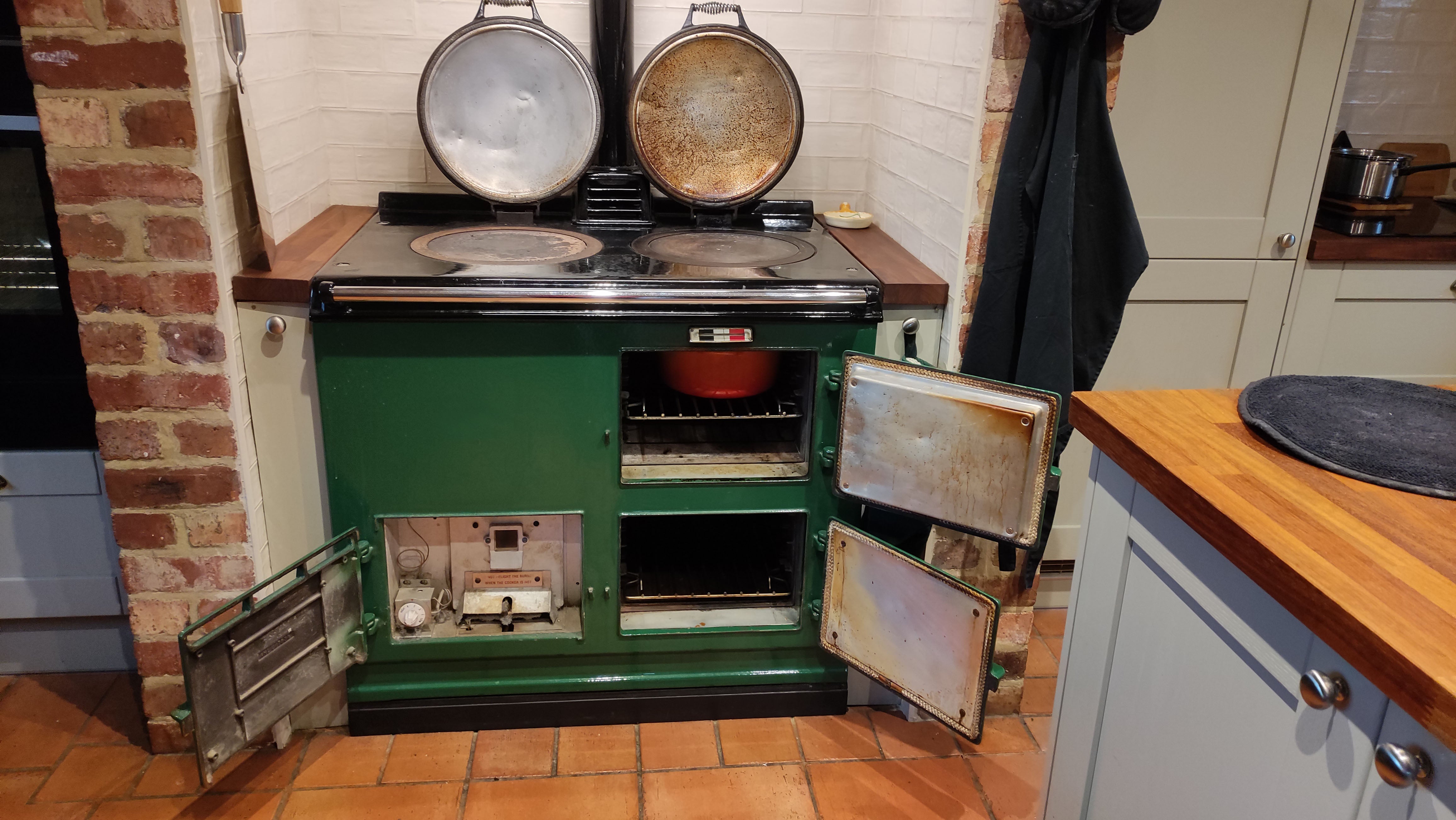 2 oven green aga range cooker