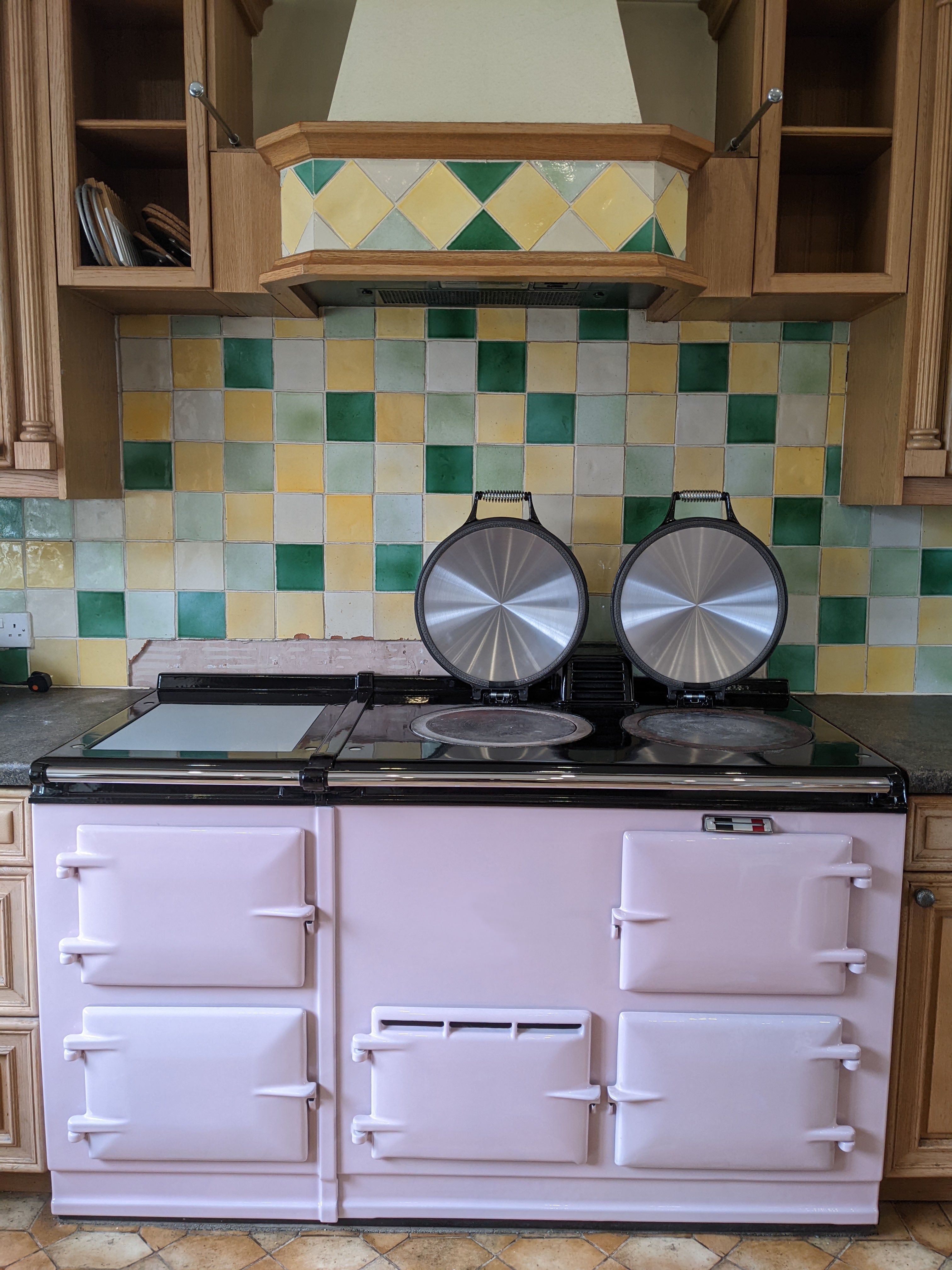 pink aga range cooker