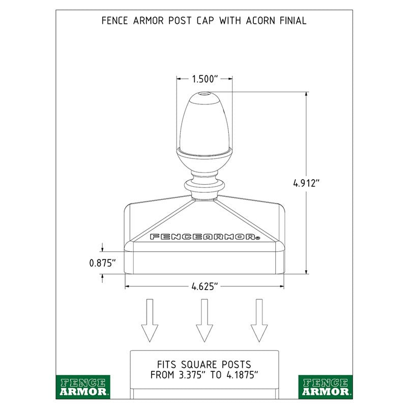 Fence Armor® Post Cap with Acorn Finial