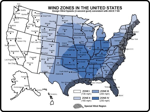 Wind Zones in the United States