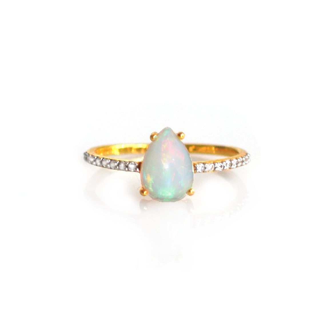 18kt Gold Opal & Topaz Teardrop Ring | La Kaiser