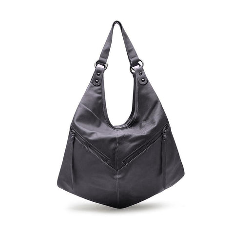 Nikita Gray Leather Backpack / Slouch Bag by Mary and Marie - maryandmarie