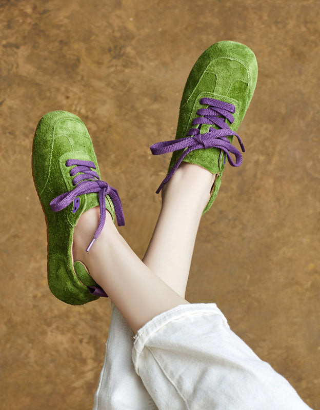 Genuine Leather Handmade Lace-up Suede Sneakers
