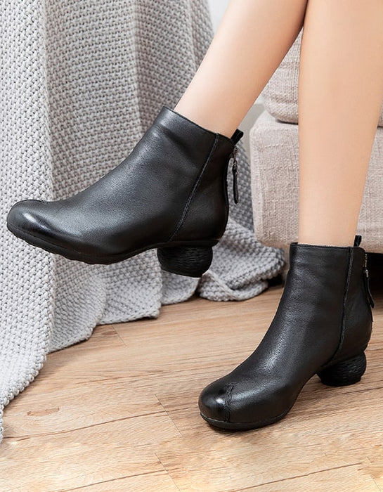 Comfortable Retro Chunky Heels Womens Boots — Obiono