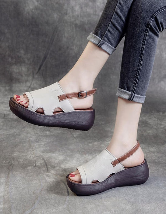 Fashion Leather Women Open Toe Sandals White 41 — Obiono