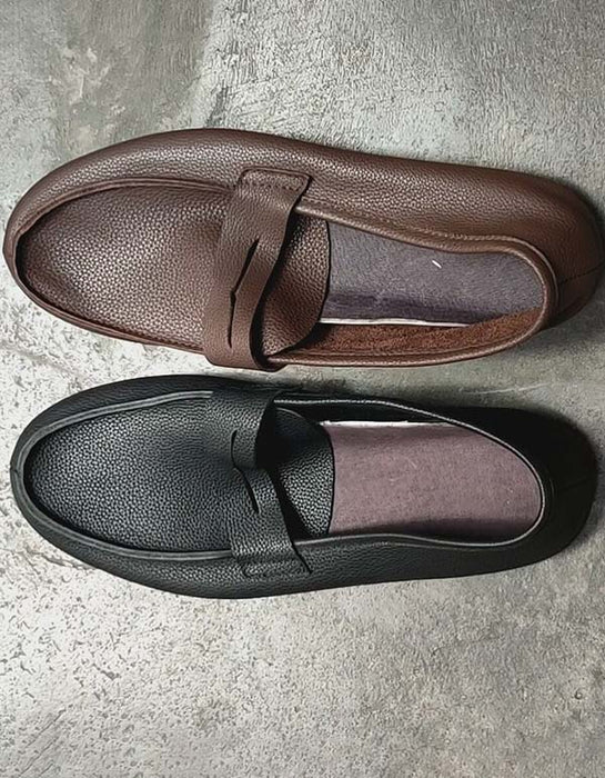Handmade Retro Soft Leather Loafers for Men — Obiono