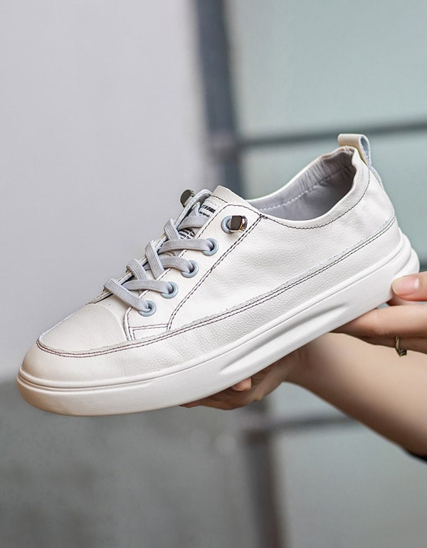 OBIONO White Leather Sneakers For Women — Obiono