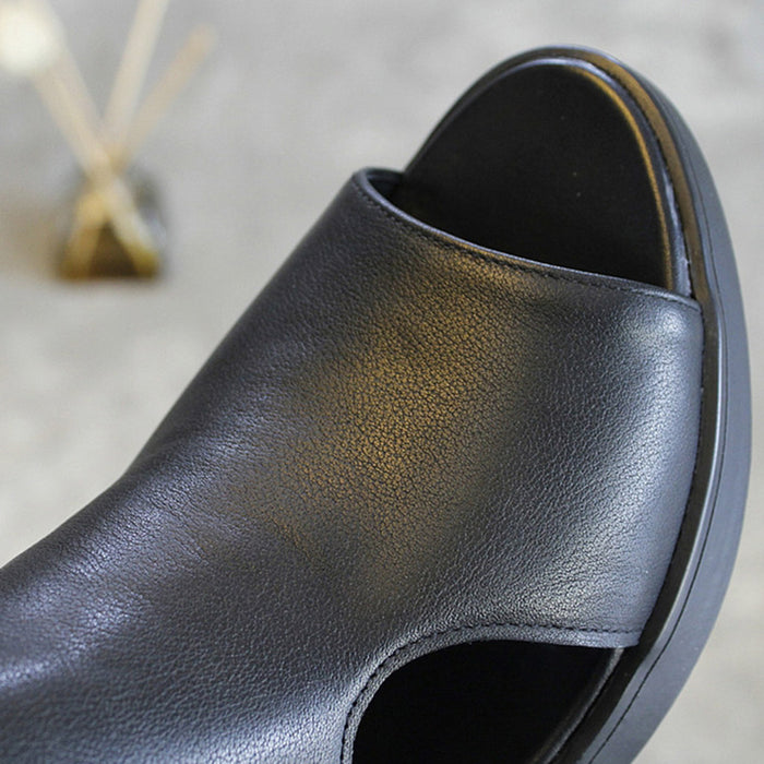 Leather Fish Toe Fashion Hollow Sandals — Obiono