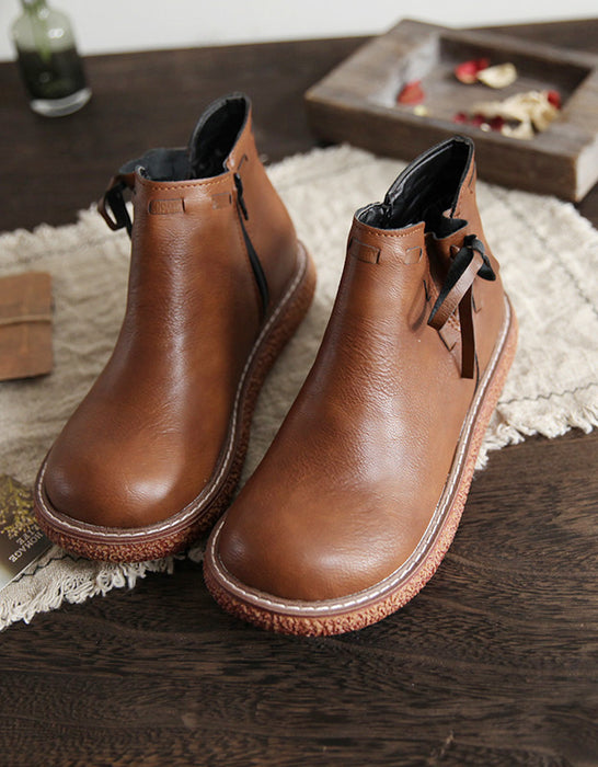 Non-slip Handmade Retro Leather Platform Boots — Obiono