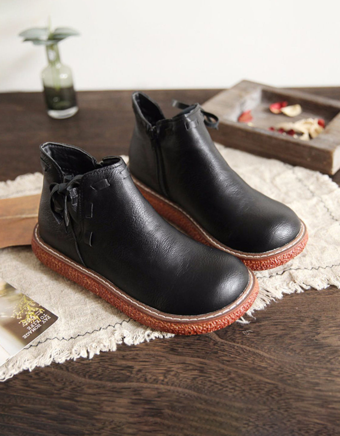 Non-slip Handmade Retro Leather Platform Boots — Obiono