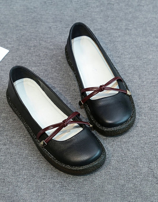 Leather Nurse Shoes Soft Bottom Casual Flats — Obiono