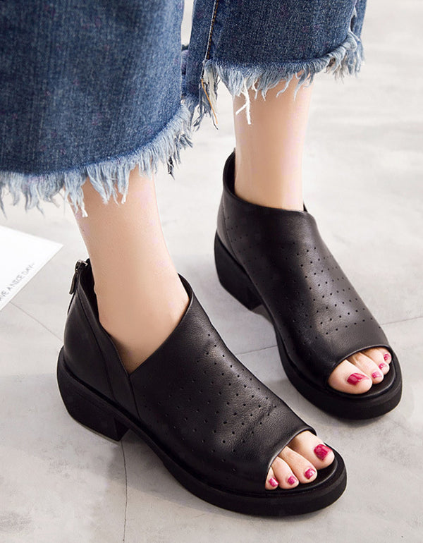 Summer Fish Toe Leather Sandals — Obiono