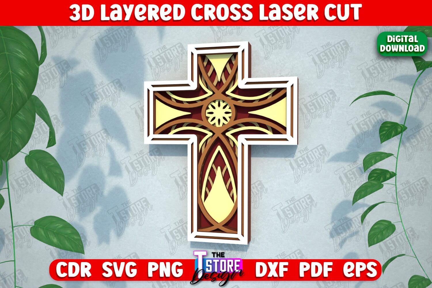 3D Layered Cross | Christian Symbol | Religious Sign | CNC File