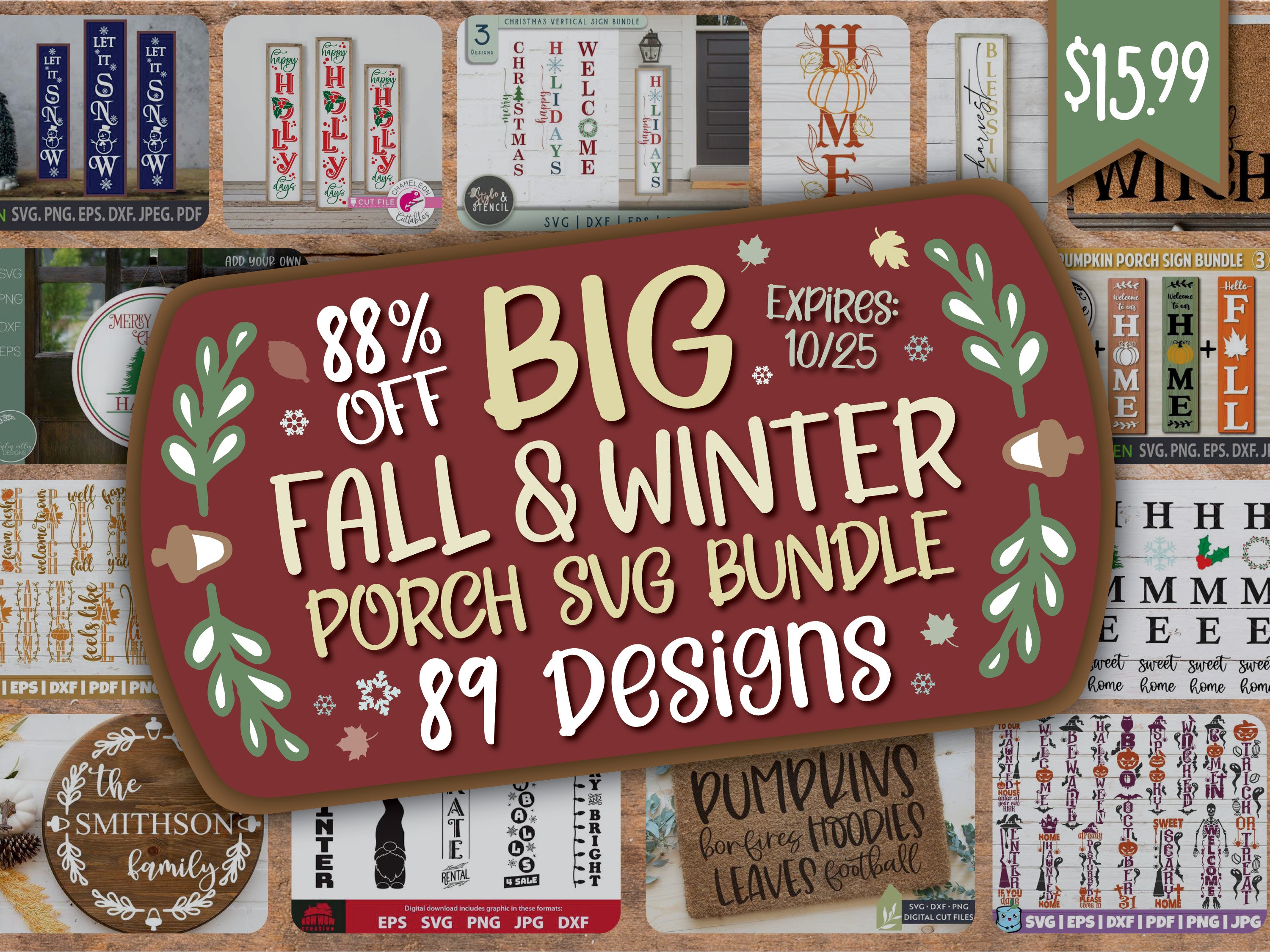 Big Fall and Winter Porch SVG Design Bundle from So Fontsy