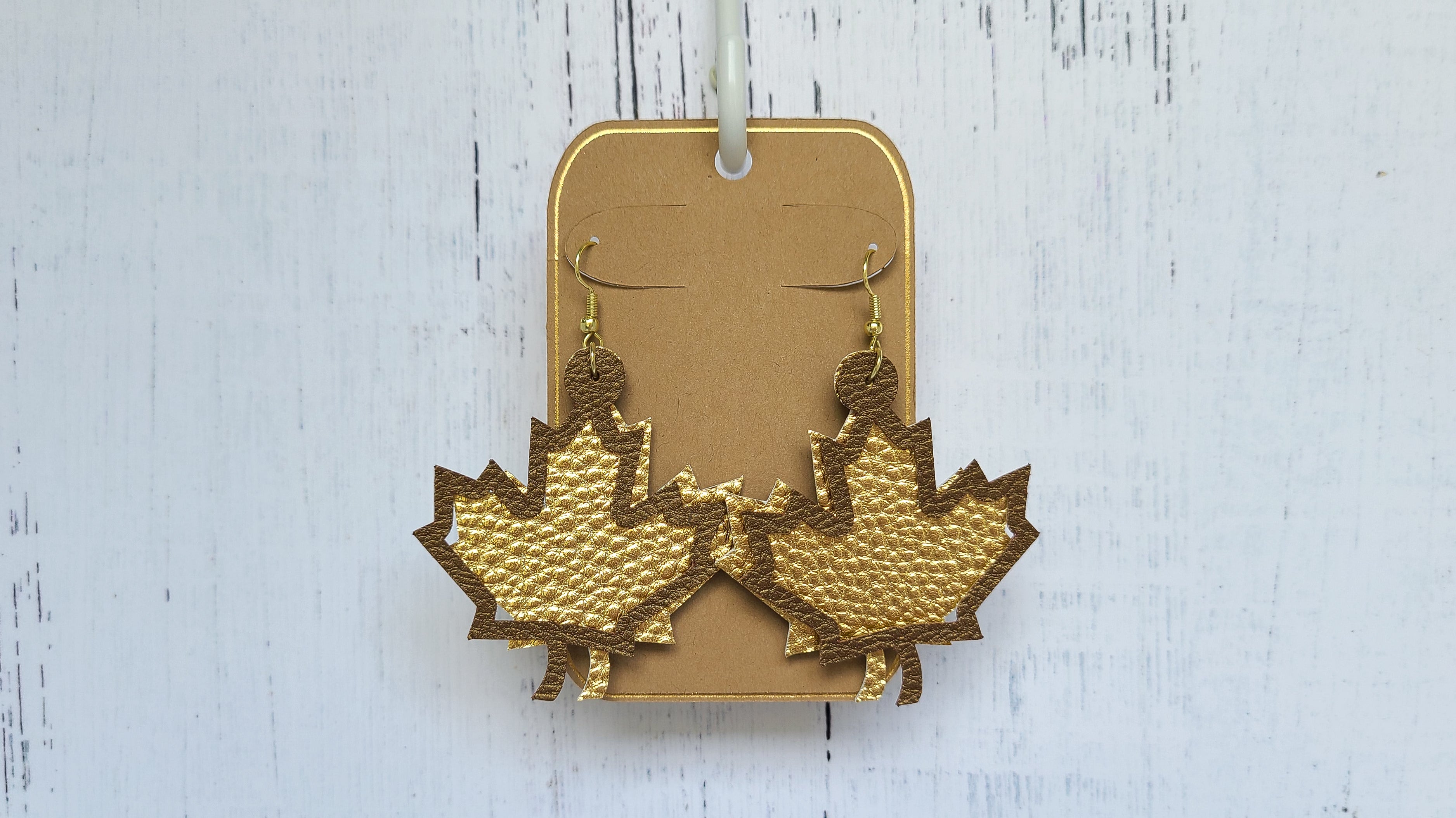 Maple Leaf Faux Leather Earrings made with Silhouette CAMEO