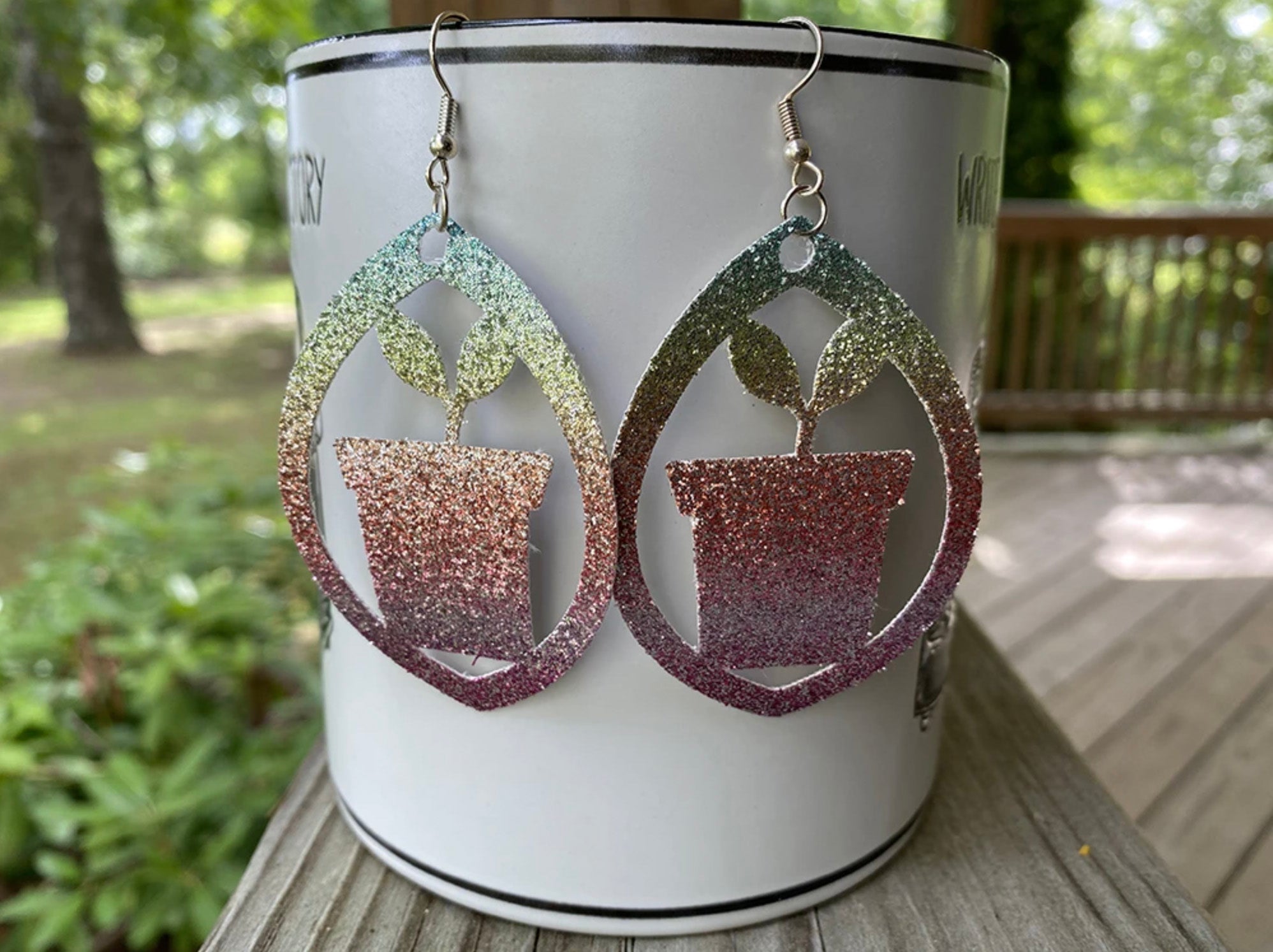 Watering Can Gardening Faux Leather Earrings